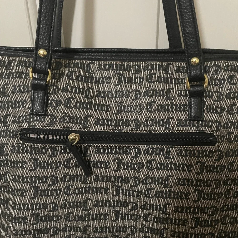 Juicy Couture Monogrammed Black and Gray Tote - Picture 3 of 6